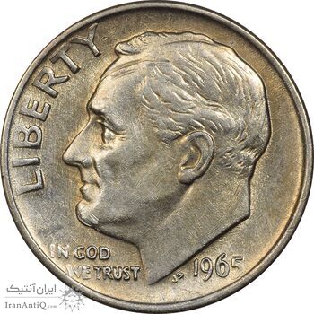 سکه 1 دایم 1965 روزولت - MS61 - آمریکا سکه 1 دایم 1965 روزولت - MS61 - آمریکا