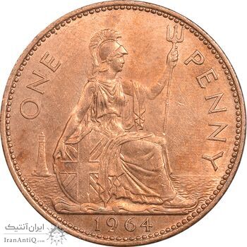 سکه 1 پنی 1964 الیزابت دوم - AU55 - انگلستان