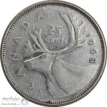 سکه 25 سنت 1968 الیزابت دوم - EF40 - کانادا