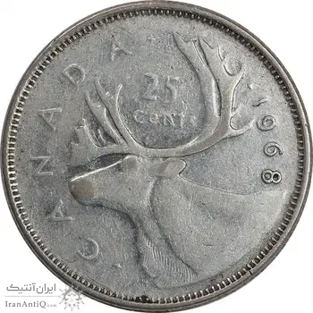 سکه 25 سنت 1968 الیزابت دوم - EF40 - کانادا