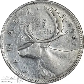 سکه 25 سنت 1941 جرج ششم - EF45 - کانادا