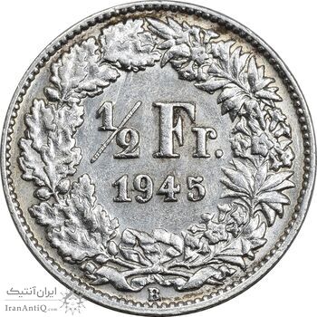 سکه 1/2 فرانک 1945 دولت فدرال - EF40 - سوئیس