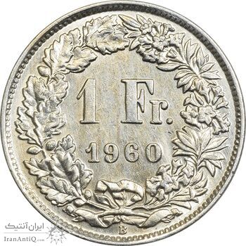 سکه 1 فرانک 1960 دولت فدرال - AU50 - سوئیس
