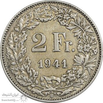 سکه 2 فرانک 1941 دولت فدرال - EF40 - سوئیس