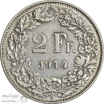 سکه 2 فرانک 1944 دولت فدرال - EF45 - سوئیس