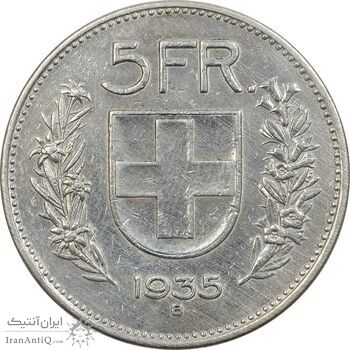 سکه 5 فرانک 1935 دولت فدرال - EF45 - سوئیس