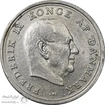 سکه 1 کرون 1972 فردریک نهم - AU50 - دانمارک