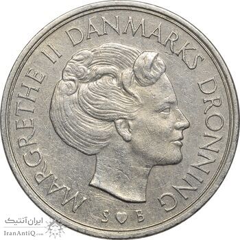 سکه 1 کرون 1975 مارگرته دوم - AU50 - دانمارک