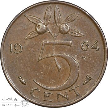 سکه 5 سنت 1964 یولیانا - EF45 - هلند سکه 5 سنت 1964 یولیانا - EF45 - هلند