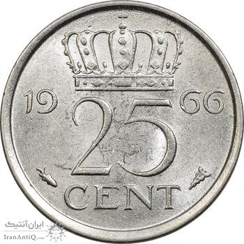 سکه 25 سنت 1966 یولیانا - MS61 - هلند