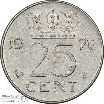 سکه 25 سنت 1970 یولیانا - EF45 - هلند