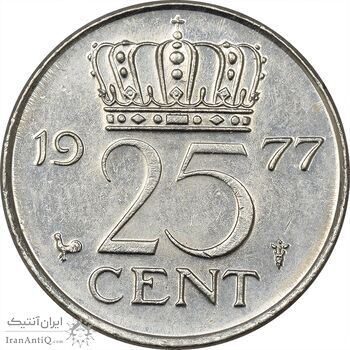 سکه 25 سنت 1977 یولیانا - AU50 - هلند