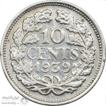 سکه 10 سنت 1939 ویلهلمینا - EF45 - هلند