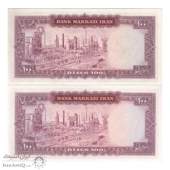 اسکناس 100 ریال (آموزگار - سمیعی) نوشته قرمز - جفت - AU58 - محمد رضا شاه اسکناس 100 ریال (آموزگار - سمیعی) نوشته قرمز - جفت - AU58 - محمد رضا شاه
