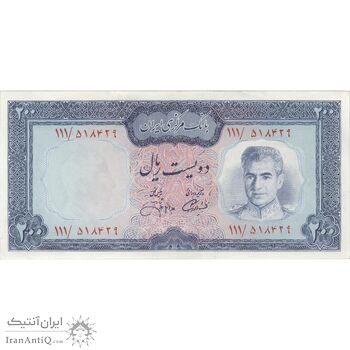 اسکناس 200 ریال (آموزگار - جهانشاهی) - تک - UNC61 - محمد رضا شاه