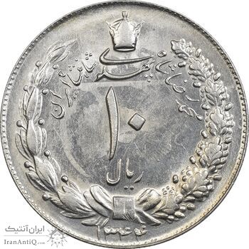 سکه 10 ریال 1344 - MS61 - محمد رضا شاه