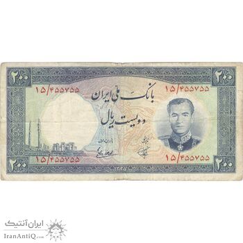 اسکناس 200 ریال 1337 - تک - VF25 - محمد رضا شاه