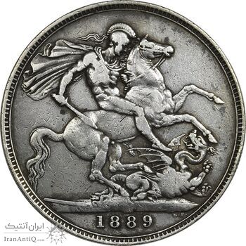سکه 1 کرون 1889 ویکتوریا - VF30 - انگلستان