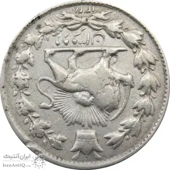 سکه 2 قران 1328 (چرخش 180 درجه) - احمد شاه