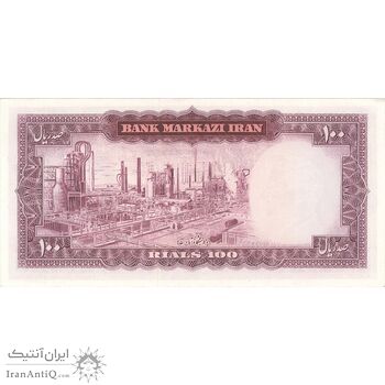 اسکناس 100 ریال (آموزگار - فرمان فرماییان) نوشته قرمز - تک - UNC64 - محمد رضا شاه