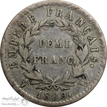 سکه 1/2 فرانک 1809 ناپلئون یکم - EF40 - فرانسه سکه 1/2 فرانک 1809 ناپلئون یکم - EF40 - فرانسه