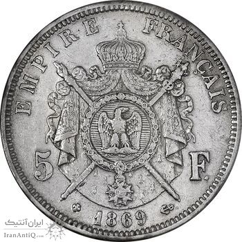 سکه 5 فرانک 1869 ناپلئون سوم - EF40 - فرانسه سکه 5 فرانک 1869 ناپلئون سوم - EF40 - فرانسه