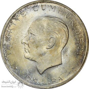سکه 10 لیر 1960 جمهوری - MS63 - ترکیه سکه 10 لیر 1960 جمهوری - MS63 - ترکیه