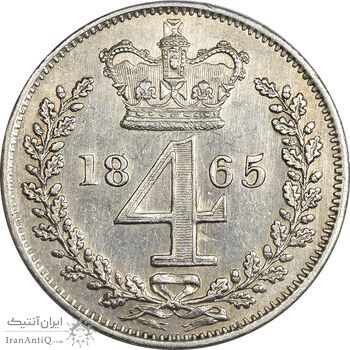 سکه 4 پنس 1865 ویکتوریا - AU50 - انگلستان
