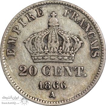 سکه 20 سانتیم 1866 ناپلئون سوم - EF40 - فرانسه سکه 20 سانتیم 1866 ناپلئون سوم - EF40 - فرانسه
