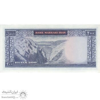 اسکناس 200 ریال (آموزگار - فرمان فرماییان) نوشته سیاه - تک - UNC62 - محمد رضا شاه