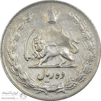 سکه 10 ریال 1338 - EF45 - محمد رضا شاه سکه 10 ریال 1338 - EF45 - محمد رضا شاه
