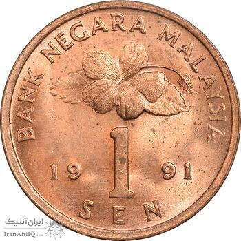 سکه 1 سن 1991 پادشاهی انتخابی - MS63 - مالزی