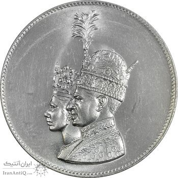 مدال یادبود نقره جشن تاجگذاری 1346 - MS63 - محمد رضا شاه