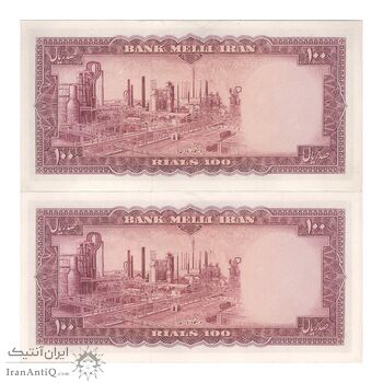 اسکناس 100 ریال 1333 - جفت - UNC60 - محمد رضا شاه
