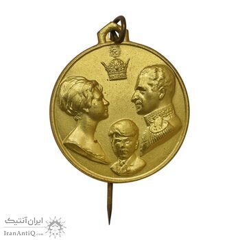 مدال آویزی تاجگذاری (سه رخ) - با پک فابریک - UNC - محمد رضا شاه