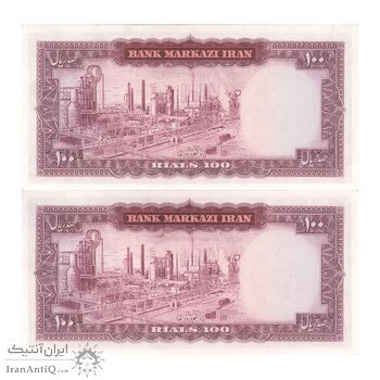 اسکناس 100 ریال (هویدا - سمیعی) - جفت - UNC61 - محمد رضا شاه