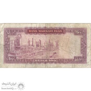 اسکناس 100 ریال (آموزگار - فرمان فرماییان) نوشته سیاه - تک - VF25 - محمد رضا شاه