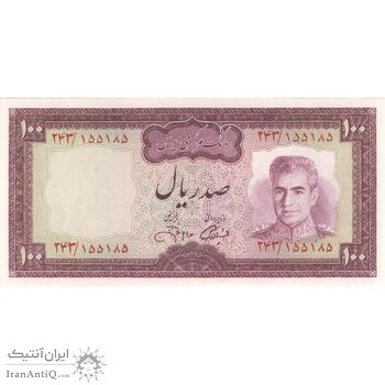 اسکناس 100 ریال (آموزگار - جهانشاهی) - تک - UNC63 - محمد رضا شاه