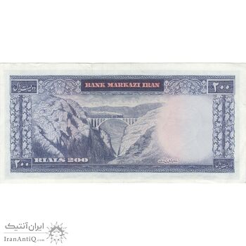 اسکناس 200 ریال (آموزگار - سمیعی) نوشته قرمز - تک - AU53 - محمد رضا شاه