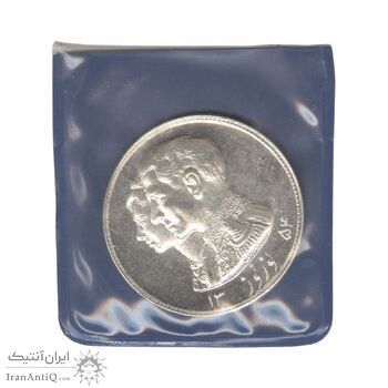 مدال نقره نوروز 1354 چوگان (با کاور فابریک) - MS64 - محمد رضا شاه