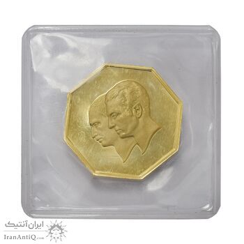مدال طلا 5 گرمی بانک ملی (هشت ضلعی با پلمپ) - PF66 - محمد رضا شاه