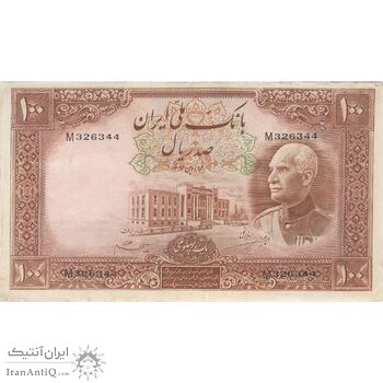اسکناس 100 ریال پشت فارسی (شماره لاتین) - تک - EF45 - رضا شاه
