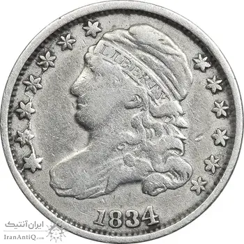 سکه 1 دایم 1834 - VF30 - آمریکا