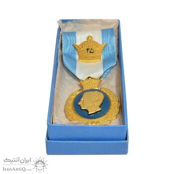نشان بیست و پنجمین سال سلطنت (با جعبه فابریک) - UNC - محمد رضا شاه