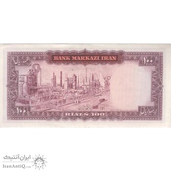 اسکناس 100 ریال (آموزگار - سمیعی) - تک - AU55 - محمد رضا شاه