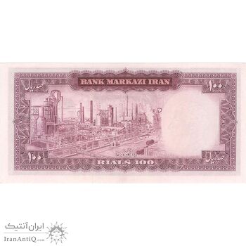 اسکناس 100 ریال (آموزگار - جهانشاهی) - تک - UNC62 - محمد رضا شاه