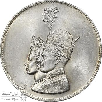 مدال نقره یادبود تاجگذاری 1346 - MS63 - محمد رضا شاه