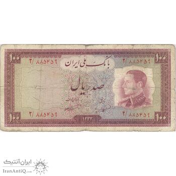 اسکناس 100 ریال 1333 - تک - F15 - محمد رضا شاه