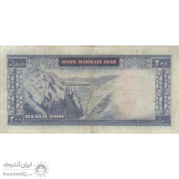 اسکناس 200 ریال (آموزگار - فرمان فرماییان) نوشته قرمز - تک - VF30 - محمد رضا شاه