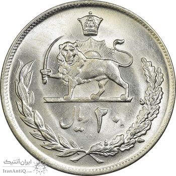 سکه 20 ریال 1353 - MS64 - محمد رضا شاه سکه 20 ریال 1353 - MS64 - محمد رضا شاه